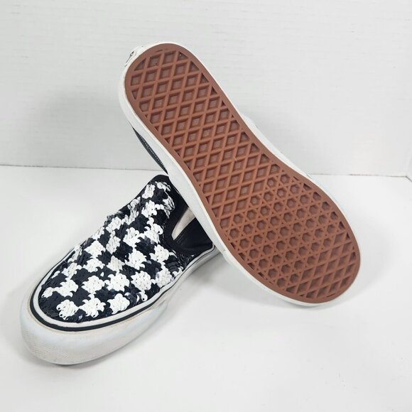 Vans Black Sequin and Checkered Slip-On Sneakers 5.5 - Picture 3 of 5